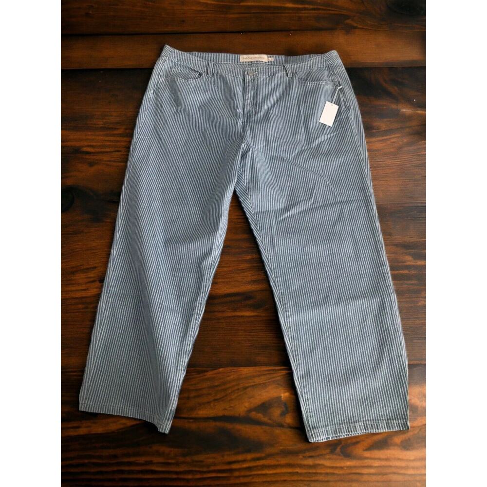 Soft Surroundings Jeans Women's 24W The Ultimate Denim Striped Straight Leg Crop